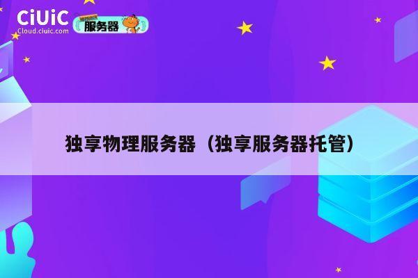 独享物理服务器（独享服务器托管）