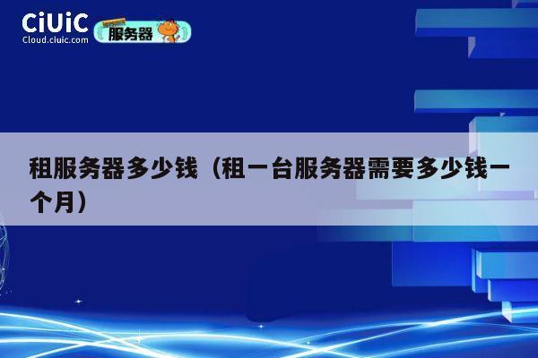 租服务器多少钱（租一台服务器需要多少钱一个月）
