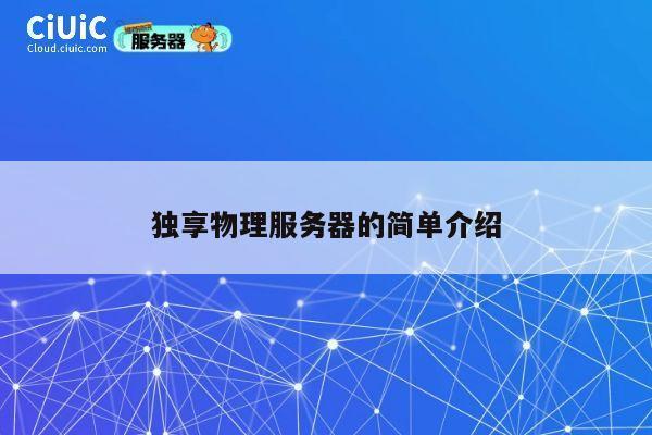 独享物理服务器的简单介绍