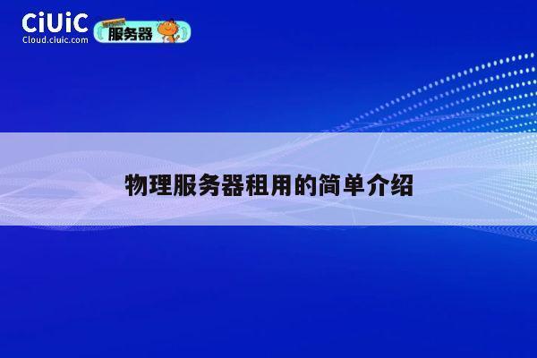 物理服务器租用的简单介绍