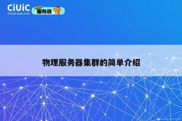 物理服务器集群的简单介绍